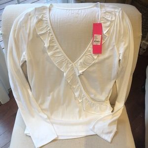NWT Lilly Pulitzer White Ruffle Top, sz small